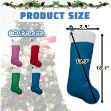 4Pack Stockings 20 Inches Large Vintage Merry Stocking Family Holiday Party Decor And Xmas Tree Fireplace Mantle Decor 4, Multi - Large - Navy Blue-grain-large + 6 - View 3