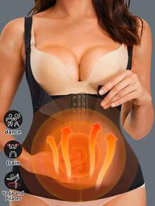 1pc Sports Waist Trainer Corset With Zipper, Body Shaper Vest Tummy Control Shapewear - Black - View 9