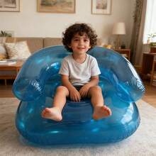 1 pieza Sofá inflable pequeño y transparente para exteriores, silla perezosa inflable para exteriores, asiento inflable portátil y de fácil almacenamiento para campamento de niños, apto para uso en interiores y exteriores - Multicolor - Ver 6