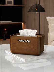 1-Piece Desktop Tissue Box Cover, Plastic Tissue Dispenser, Wood-Grain Imitation Desktop Tissue Box, Desktop Tissue Holder, Suitable For Bathroom, Living Room, Bedroom - Home Decor Accessories