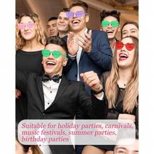 Heart Shaped S Heart Glasses Rimless Transparent Glasses Colorful Rave Party Favors - (1 Pack) Red - View 6