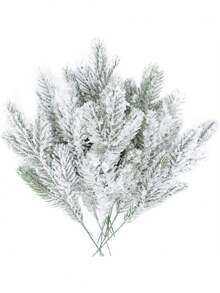 10/20 piezas Ramas de pino artificiales con escarcha realistas y duraderas, ramas de pino falsas para manualidades DIY, guirnaldas, coronas, decoración de árboles de Navidad, para decoración de fiestas de Navidad, bodas, cumpleaños, centros de mesa, oficina, regalos y decoración del hogar