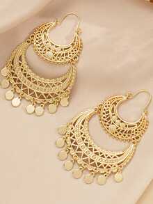 2 Stücke Cut Out vintage U-förmige Quasten Ohrringe, bohemian Stil Quasten Halbmond lange Ohrringe zum Baumeln