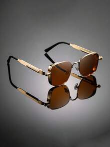 复古蒸汽朋克复古方形金属男士眼镜户外自驾必备女个性时尚防晒眼睛 - 彩色 - 查看 9