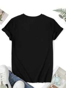 Guardalupe Men's And Women's T-Shirts Front And Back Casual Comfort Catolica - màu đen - Xem 3