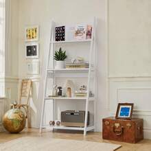 Ladder Shelf, 4-Tier Organizer, Free-Standing Bathroom Shelving, Open Shelving For Home Office, White