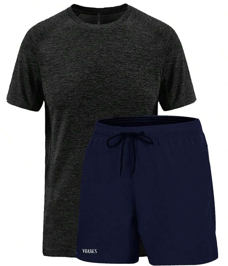 Men Two-Piece Outfits - 藏蓝色 - 查看 1