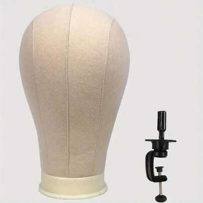 22 Inch Canvas Wig Head Model With Stand And Installation Holes, Suitable For Dynamic Wig Making, Low Irritation Canvas Wig Head Model For Women, Hair Styling, Wig Making And Display