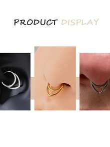 1pc 316L Stainless Steel Punk Style Curved Closed Nose Ring, Unisex Body Piercing Jewelry Suitable For Daily Wear - Multicolor - View 5
