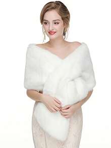 1 pezzo Scialle da donna con collo morbido e soffice, adatto per abiti da sposa autunno/inverno e uso quotidiano - Multicolore - Visualizzare 4