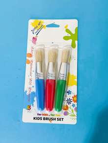 3/6支粗柄猪鬃毛画笔创意儿童绘画画笔套装涂鸦工具 - 彩色 - 查看 13