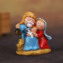 Decoración navideña de mesa: Figuras del Nacimiento, centros de mesa para fiestas en casa, bandeja de varios niveles - Azul - Ver 3