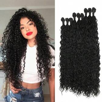 20 24 28inch Synthetic Hair Bundles Curly Hair Extensions For Women 9PCS/Set Long Weave Hair Heat Resistant Hair Fibers Weaving For Woman Daily Vacation Festival Party Travel Wear