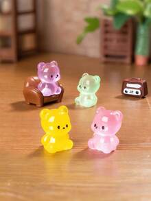 10/20pcs Luminous Mini Resin Bears Figurines, Glow In The Dark Miniature Bear Tiny Animals Ornament For DIY Fairy Garden, Fall, Winter, Thanksgiving, Christmas Decorations, Home Office Desk, Sensory Bins, Collector Displays, Car Interior Accessories, Birthday Party Gifts(Random Color) - Multicolor - View 6