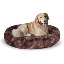 Oval Calming Donut Cuddler Dog Bed, Shag Faux Fur Washable Round Pillow Pet Bed For Small Medium Dogs (XXL(43"X34"X8"), Light Brown), Popular In 2025 - Nâu2021 - Xem 1