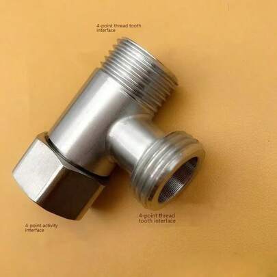 3-Wege-Winkelventil, 304 Edelstahl, gebürstete Oberfläche, 1 Einlass 2 Ausgänge, 1/2" 3-Wege-Winkelventil, Wassererhitzer-Umschaltventil, Badezimmer-Zubehör, T-förmiger Verbinder, Ventil-Adapter, geeignet für Armaturen und Warmwassersysteme, mit Gewinde, ideal für Badezimmer und Gartenleitungen