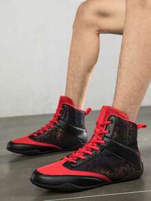 Unisex Non-Slip Boxing Shoes, Breathable Wrestling Shoes With Rubber Sole, Indoor Boxing Training Shoes For Men And Women - Red - View 5