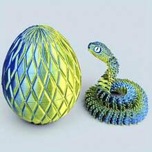 1 Pc 30cm Articulated Viper Statue - 3D Printed Soft Posable Snake Toy With Snake Egg, Mythological Creature Design, Home Decor Stress Relief Toy, Suitable For Christmas, Halloween And Other Holiday Gifts, Suitable For Ages 14+ (Random Eye Color), Fidget Toy, 3D Printed Animal - Viper, 3D Snake, Mini 3D Printed Animal, 3D Printed Snake, 3D Printed Snake With Egg