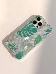 WeiMi 1pc Fashionable Minimalist Personalized Fresh Green Plant Pattern Shiny Waterproof Shockproof Anti-Slip Soft Phone Case Protective Cover Compatible With Apple Phones, Suitable As Birthday, Holiday Gift For Friends, Family, Couples - Multicolor - View 5