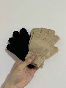 2 pares de guantes cálidos y versátiles de unicolor para niños, esenciales para bebés, aptos para otoño/invierno - Multicolor - Ver 7