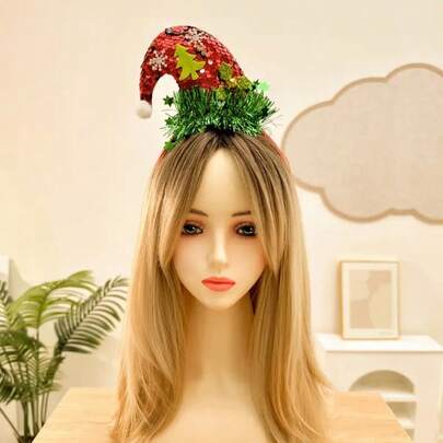 4 قطع شريط رأس مزين بترتر شجرة الميلاد، أغطية رأس زخرفية لعيد الميلاد، أغطية رأس قبعة المهرج لحفلات عيد الميلاد، أغطية رأس لأزياء الحفلات