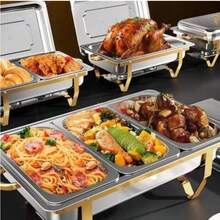 1-2-4 Pcs Set Thick Stainless Steel Buffet Chafing Dish, Hotel Warming Stove, Round Silver Alcohol Burner Food Warmer For Restaurant - Round Stove - View 2