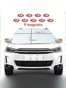 1 Stück 9 Magnete fest fixiert, schützt die Windschutzscheibe des Autos vor Sonne, UV-Strahlung und Schnee usw. Zusammenklappbare Auto-Windschutzscheiben-Abdeckung Schneeschild - Verschiedenfarbig - Übersicht 10