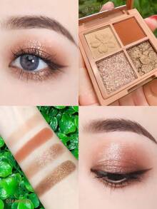 NOVO 4 色防水防汗眼影盘，哑光，哑光闪光，亮泽珍珠，樱花物语闪亮组合眼影 - 03#爛漫 - 查看 11