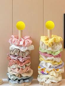 10pcs/5pcs-Wooden Big Hair Tie Organizer Holder, High-Quality Hair Accessories Display Stand For Hair Ties, Scrunchies, Ribbons, Gender Reveal Party, Perfect For Birthdays, Weddings, Parties, The Perfect Gift For Colleagues, Friends, And Family, Back To School