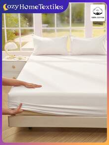 1 bộ ga trải giường cotton 100%, bộ đồ giường ngủ màu trơn, đồ dệt gia dụng ấm cúng, bộ đồ giường ngủ mềm mại và thoải mái, tấm bảo vệ nệm thoáng khí và chống xù lông, bộ ga trải giường thân thiện với da, trang trí phòng ngủ cho mọi mùa, phù hợp với giường đơn, giường đôi, giường cỡ lớn, giường cỡ Queen và mọi kích cỡ, tấm bảo vệ nệm cho phòng ngủ, có thể giặt máy, có thể tái sử dụng, giường, trang trí nhà cửa, trang trí phòng ngủ, màu trắng - trắng - Xem 11