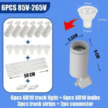 (套装) GU10嵌入式轨道灯吸顶射灯180°可旋转黑/白金属铝+PC框架AC110-240V适用于卧室、书房、客厅、衣柜、展示柜、陈列室、商店、画廊、走廊、餐厅、服装店、酒吧 - 軌道燈GU10燈頭 - 查看 24