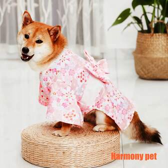 Japanese Style Kimono,Pet Kimono,Dog Kimono,Pet Clothing,Dog Clothing,Cat Clothing,Dog Dress Up,Cat Dress Up,Butterfly End Waist Decoration,Shiba Inu,Corgi,Schnauzernati...Comfortable And Natura(Suitable For Photography And Photography)