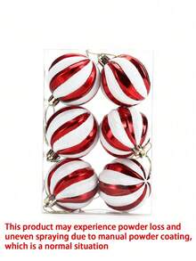 6 pezzi, Palline di Natale, Serie Rosso e Bianco, Stile Dipinto, Decorazioni Sospese per Albero di Natale, Palline di Natale per Centro Commerciale, Natale, Decorazioni Natalizie, Gadget per Feste di Natale, Oggetti Strani, Decorazione per la Stanza, Decorazione d'di Tendenza - Multicolore - Visualizzare 9