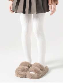 1pc Children Velvet Tights, Baby Girl Warm Thick Pantyhose, Winter - White - View 9