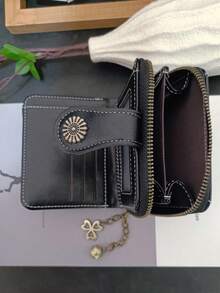 Cartera corta con hebilla de cuero para mujeres, estuche para tarjetas, regalo del Día de la Madre, ligera y de moda para mamá, regalo de aniversario, cumpleaños, para trabajadoras de cuello blanco, cartera de mujer, mini cartera, monedero, cartera de mujer, cartera