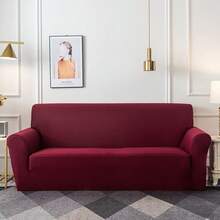 1pc Solid Color Milk Silk Stretch Full Cover Sofa Slipcover, Suitable For Home And Pets, All Season