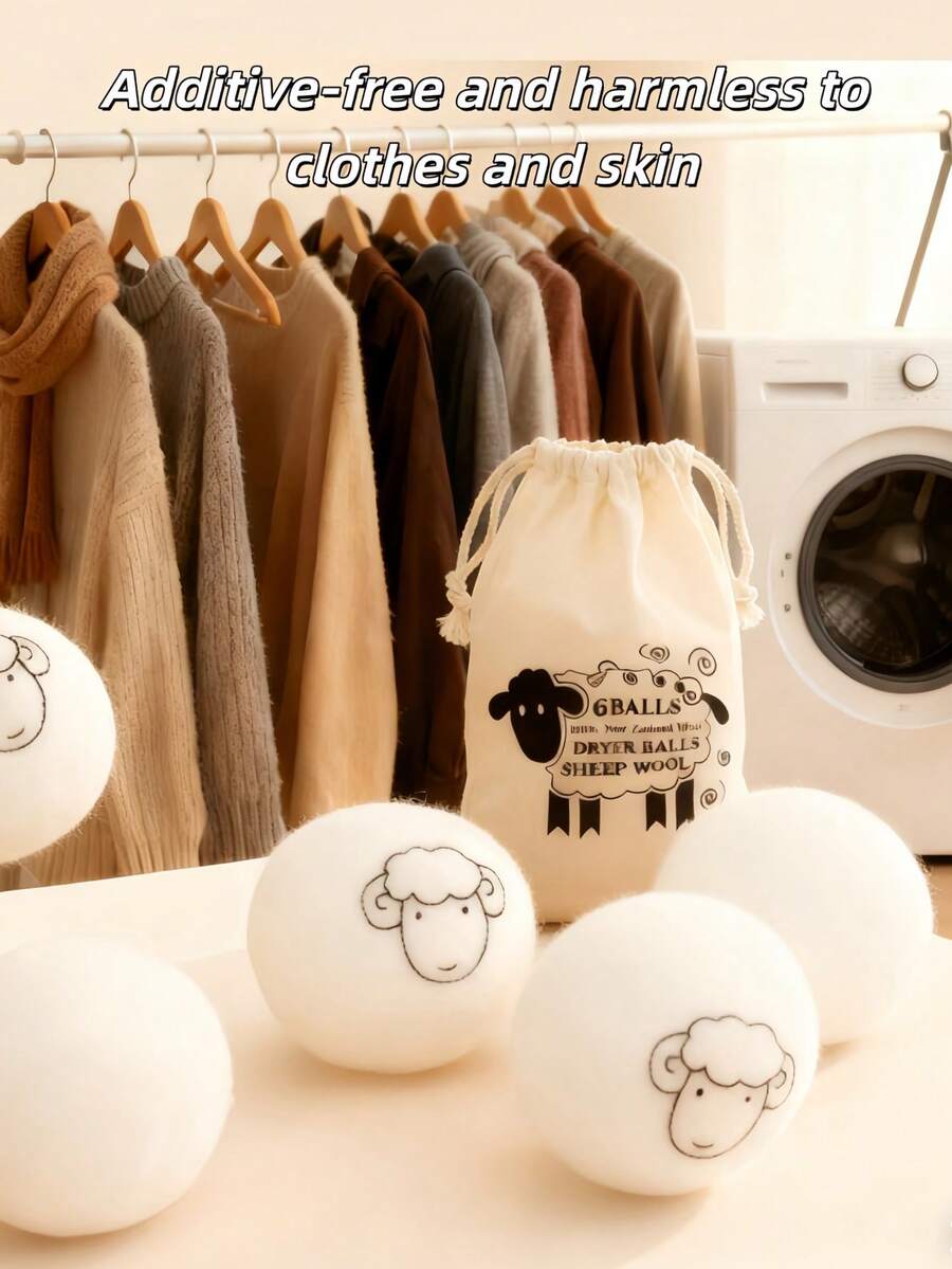 1/3/6 piezas Bolas secadoras antiestáticas. Bolas secadoras de lana diseñadas para secadoras. Pueden reemplazar el suavizante de telas, absorber la electricidad estática, reutilizarse e incrementar la esponjosidad. No solo son bolas secadoras sino que también pueden usarse como decoraciones de bolas de fieltro DIY para la lavandería.
