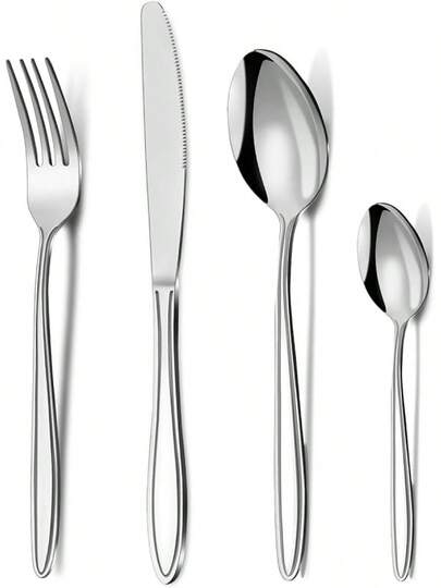 Cutlery Set, Pleafind 32-Piece Stainless Steel Flatware Set For 8 People, Spoon Knife And Fork Sets, Mirror Polished And Dishwasher , Silverware Set For Home, Kitchen