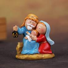 Decoración navideña de mesa: Figuras del Nacimiento, centros de mesa para fiestas en casa, bandeja de varios niveles - Azul - Ver 2