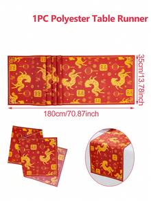 1 件 2026 年中国新年桌旗，新年快乐桌布，带有红灯笼和马图案，180 * 35 厘米涤纶桌布，新年派对装饰，中国春节装饰，2026 年农历新年装饰，节日家居装饰，中国新年家庭聚会装饰，餐桌装饰，新年礼物，厨房装饰，马年装饰