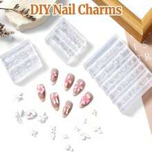 3 Pcs 3D Flowers Nail Mold Silicone Nail Molds Flowers Nail Charm Molds Hawaii Floral Nail Stencils Reusable Manicure Carved Template Blossom Nail Mold Carving Mould For Salon Home DIY Manicure - 白色 - 查看 6