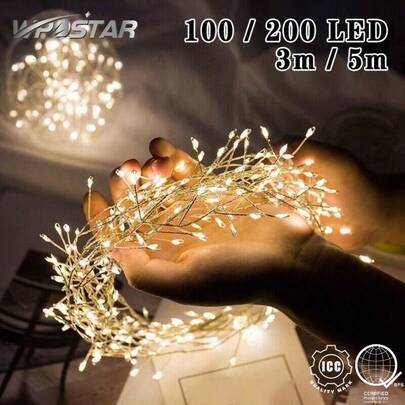 USB Controlled Copper Wire String Lights, Firecracker Shaped, Fairy Garland Lights, Suitable For Christmas, Windows, Weddings, Parties, Garden Decor