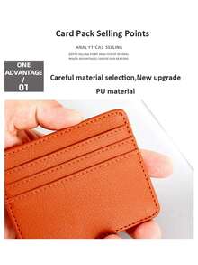 Ultra-Thin Minimalist Wallet, Front Pocket Wallet, RFID Blocking, Unisex Credit Card Holder, Large Capacity Card Slots, Small Card Slots, Multi-Card Slots Card Holder, Ladies Mini Leather PU Card Case, Card Wallet, Card Wallet, Large Capacity Card Slots, Small Card Wallet, Multi-Card Slots Card Wallet - Multicolor - View 3