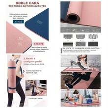Hirola Tapete de Yoga con Correa, 13 pulgadas grueso, Tapete de doble cara, Antideslizante, Tapete profesional de TPE para Entrenamiento de yoga, pilates y Ejercicios de piso - Rosa/Azul - Ver 1