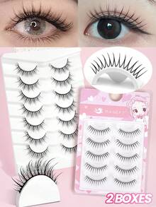 MAGEFY 5/10/12 paia di ciglia naturali, sensibili all'aria, ciglia corte, ciglia finte dall'aspetto naturale, 48 pezzi di ciglia inferiori opzionali, ciglia sfilacciate, ciglia finte da 11 mm, ciglia piccole, radici trasparenti, ciglia dall'energia spirituale, sincronizzate per l'acquisto e l'uso