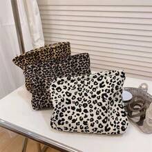 1pc Leopard Print Large Capacity Makeup Bag, Portable Toiletry Bag With Jewelry Compartment, Scratch-Resistant Design For Swimming, Gym, Travel, Student Dorm Storage, Practical Gift For Girlfriend - Multicolor - View 2