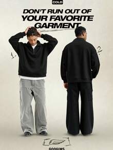 Nuovo felpa con chiusura lampo a metà uomo, tinta unita, semplice e versatile, con collo alla coreana, casual e morbida, adatta per l'autunno e l'inverno