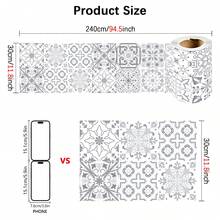1pc Gray & White Floral Pattern Wall Sticker, Elegant PVC Self-Adhesive Removable Flat Wall Paper, Suitable For Home, Kitchen, Room, Wall Decor - Multicolor - View 13