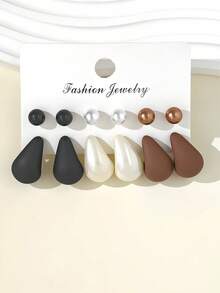 12 件/36 件复古简约多色水滴形环形耳环，创意百搭经典耳环套装 - 彩色 - 查看 15