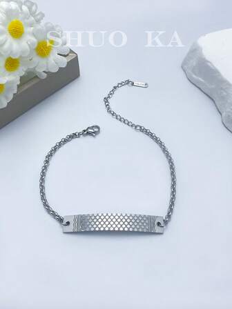 Women's Fashionable Minimalist Silver Stainless Steel Bracelet
